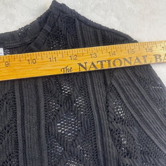 Zara Black Lace Knit Short-Sleeve Womens Top Size S Ribbed Hem Elegant Design - Picture 10 of 16